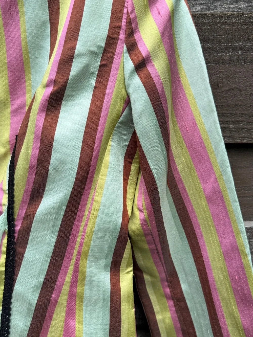 RARE Y2K Dr. Boudoir Raw Silk Striped Ruffle Blazer Jacket Small - Picture 8 of 16